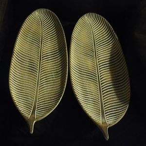 B.O.G.O.  med. cream decor ceramic leaf tray.